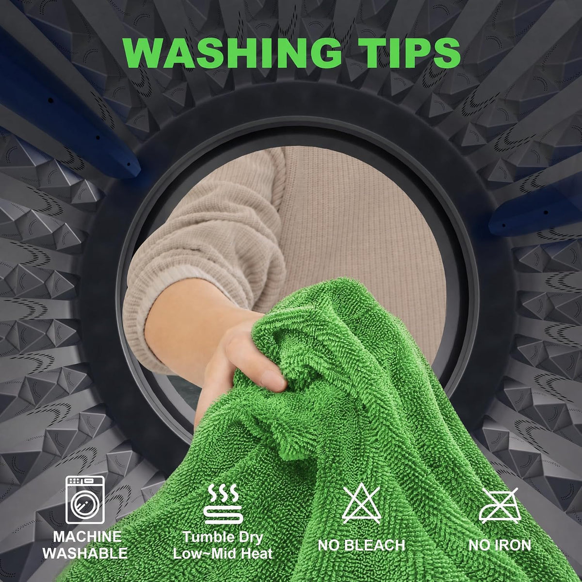 JOYMOOP Car Drying Towels,High-Density Microfiber Car Towel, Green