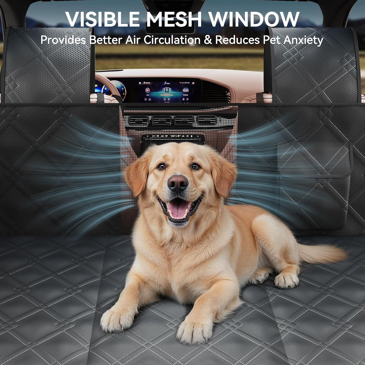 Surfcabin Dog Car Seat Cover for Back Seat with Door Protection,Hard Bottom