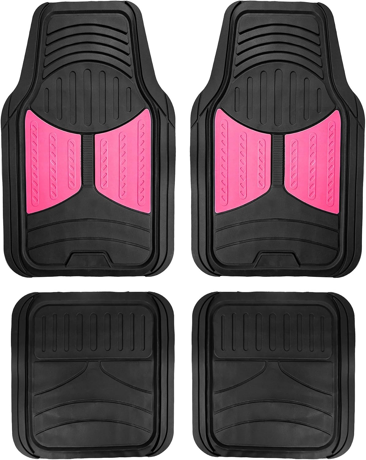 FH Group Monster Eye Full Set Rubber Floor Mats w. Trimmable Vinyl Trunk Liner/Cargo Mat Black- Fit Most Car, Truck, SUV, or Van (Blue/Black) F11313- F16403