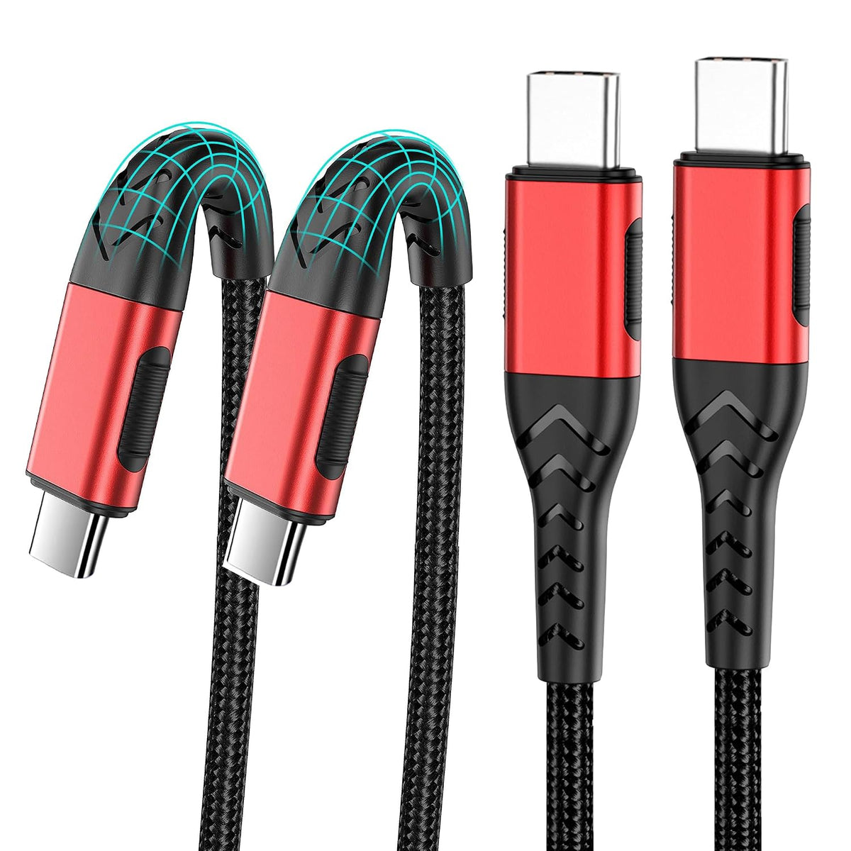 Durcord 2Pack 10ft USB C Charger Cable - 100W Fast Charging for Android/Phone/Pad, Type C to Type C Compatible with iPhone 17/16/15 Pro Plus Max Silver