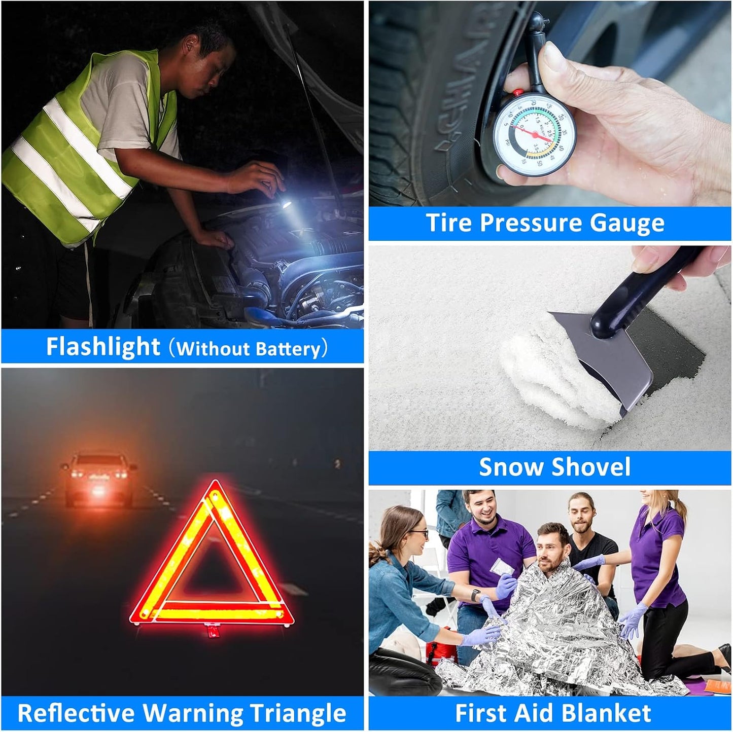 Car Emergency Kit with 2000A Car Battery Jump Starter- Car Roadside Emergency Kit, First Aid Kit, Tow Rope, Emergency Car Kit, Roadside Safety Tool Kit for Women, Men