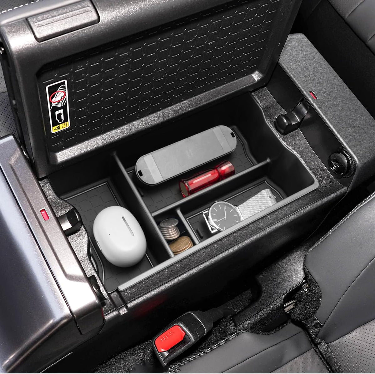 (Upper+Lower Layer) 2026 R AV4 Center Console Organizer for Toyota R AV4 (LE/SE/XLE Premium/Woodland/XSE/Limited), Durable ABS&Silicone Console Tray Insert 2026 R AV4 Accessories