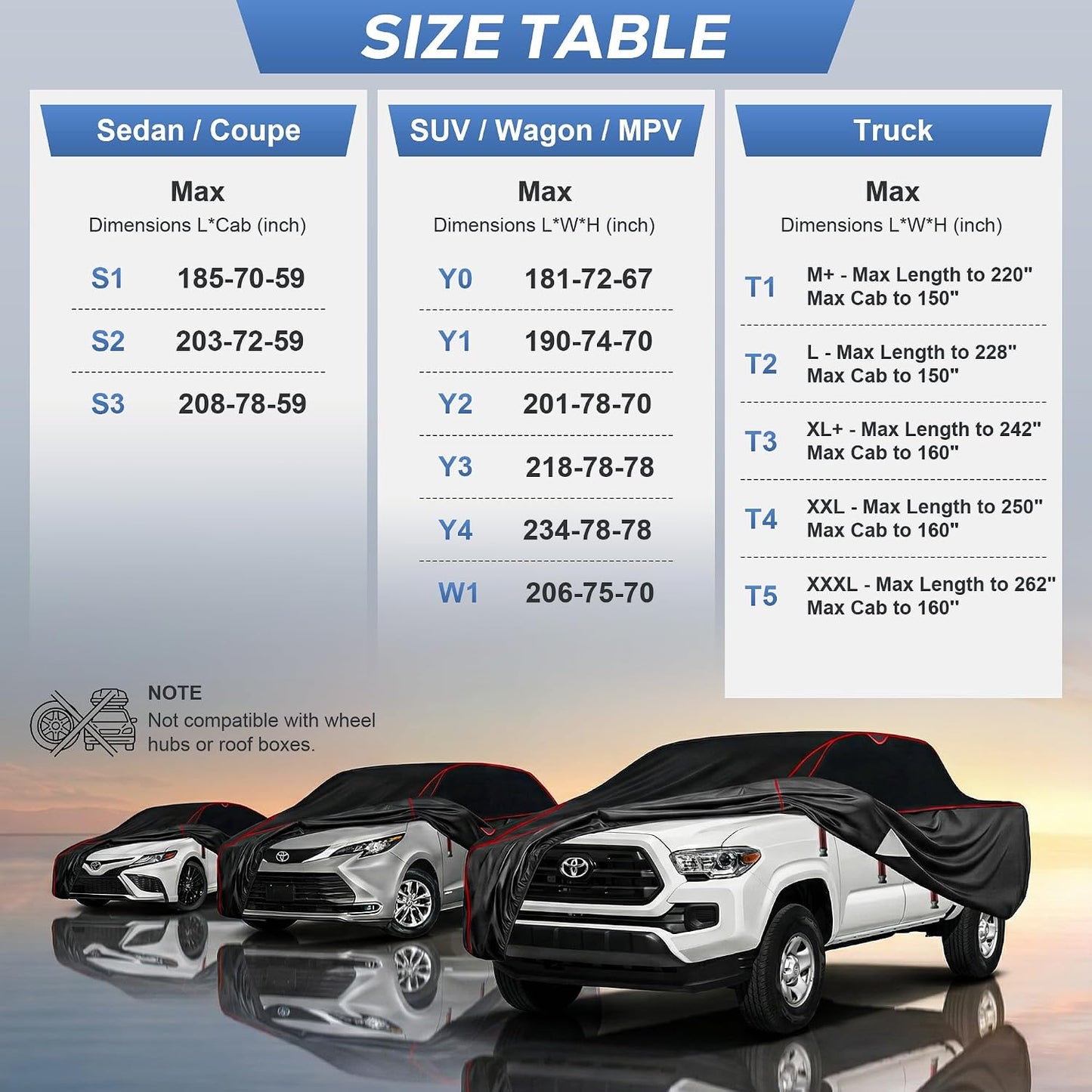 Hail Protector Car Cover for Sedan(Length:195"-208"),Waterproof All-Weather Anti Hail Thick Multi-Layered EVA with Sun Visor&Storage Bag for ES350, Models, Avalon, Impala etc
