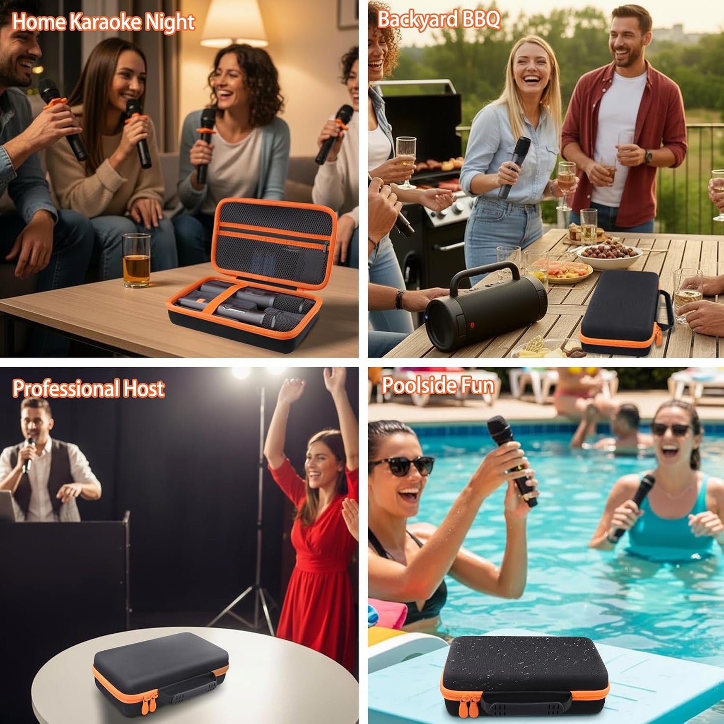 Wireless Microphone Case Compatible with JBL Wireless Two Microphone System, Dual Mic Storage Travel Bag for Handheld Microphones, Receiver, Adapter, AA Batteries, Shockproof EVA Carrying Case