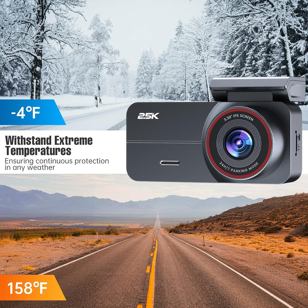 Dash Cam 2.5K Front Rear 64GB WiFi GPS 160° Night Vision