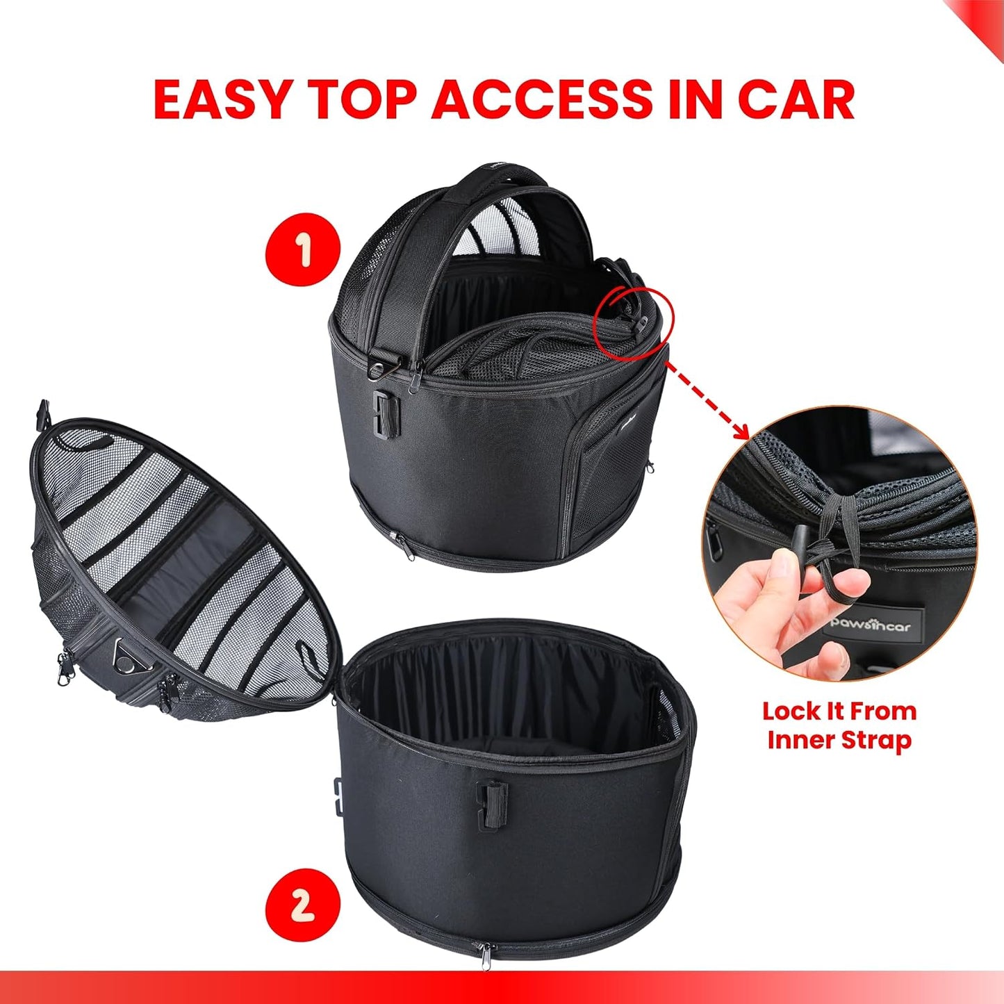 Crash-Tested 3-in-1 Portable Small Dog Car Seat, Cat Bed & Pet Carrier – CPS Certified for Crash Protection & Safe Travel (Black)