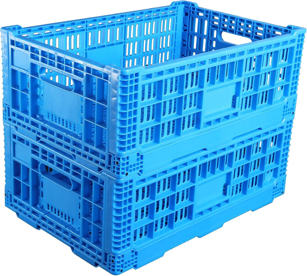 Collapsible Storage Bin Containe,52 Liter Transferheavy duty plastic storage box,blue milk crates heavy duty Transit storage of various items (1)