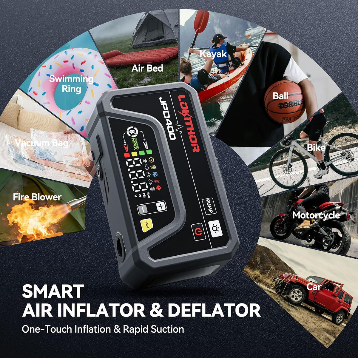 LOKITHOR JPD400 Jump Starter with Air Compressor and Deflator