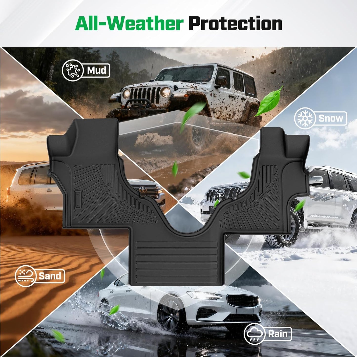 Cartist Floor Mats Fit for Ford Econoline/E-Series 2007-2025 E150/E250/E350/E450,All Weather Floor Liners for Econoline/E-Series Accessories Carpet Protection 3D TPE Heavy Duty Van Floormats