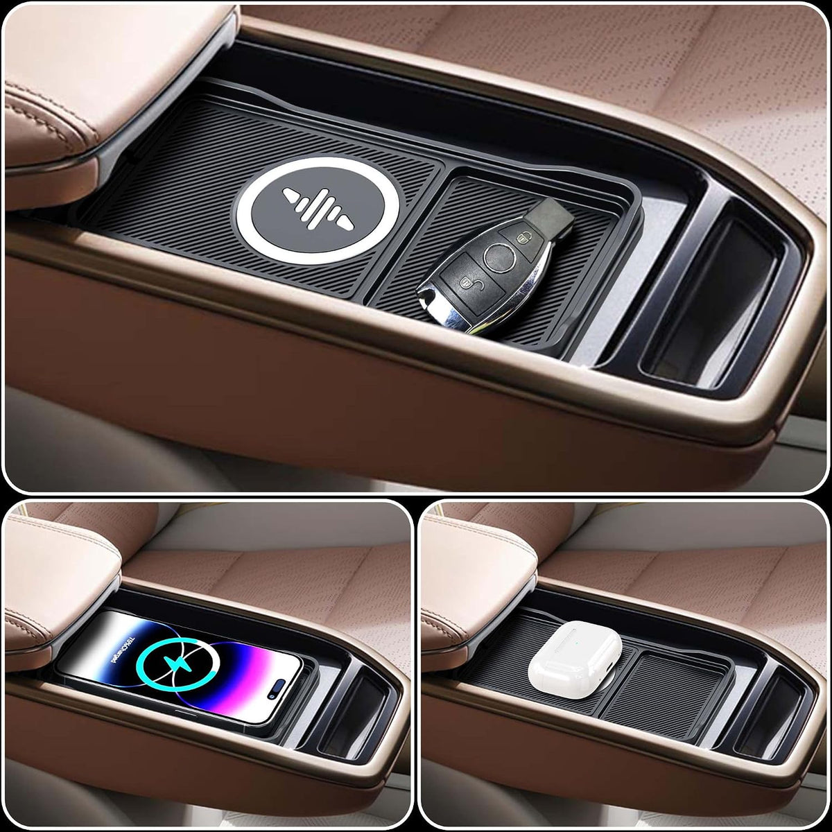 Wireless Car Charger Pad with 20W Car Adapter, 15W Fast Wireless Charging Pad for Car Dashboard Console, Non Slip Phone Charger Compatible with iPhone 17/16/15/14/13/12, Samsung Galaxy, AirPods