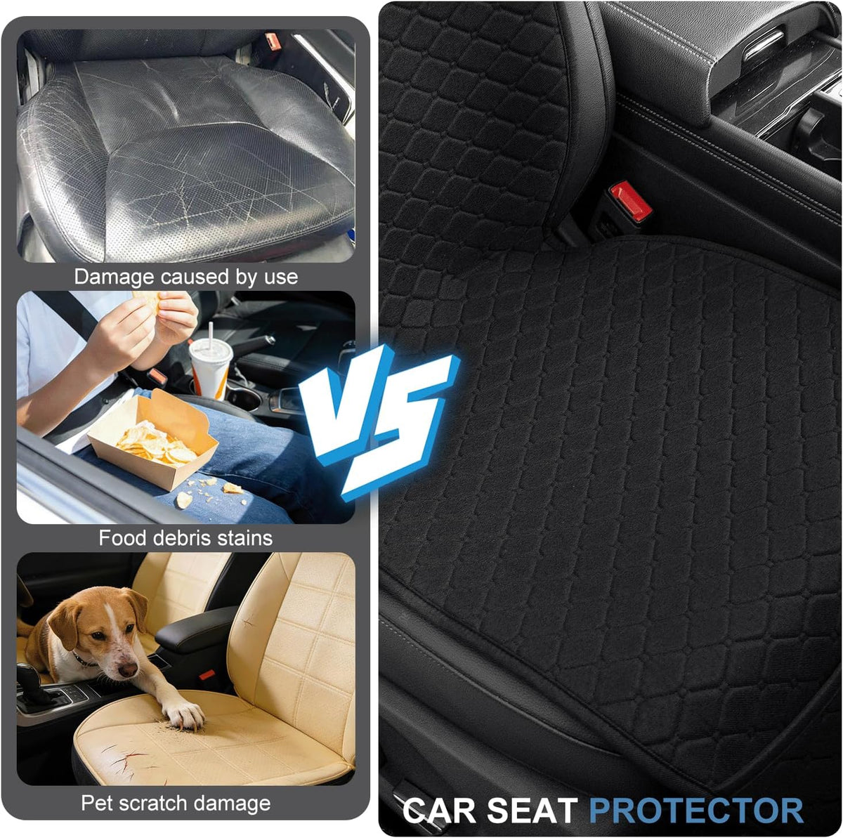 2 Pack Car Seat Covers, Front Seat Covers for Cars, Breathable Linen Car Seat Protector, Universal Fits for Most Automotive, Vehicles, SUVs, Cars, Sedans(Black)