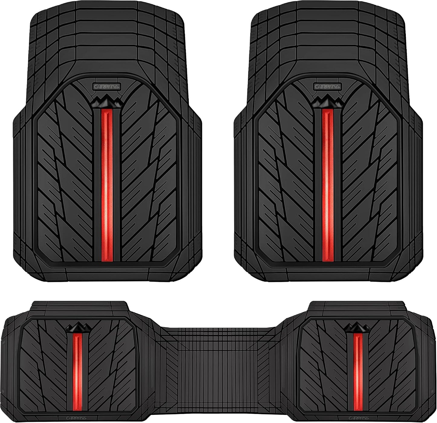 CAR PASS Heavy Rubber Car Floor Mats, Deep Waterproof Car Mats All Weather, Universal Trim-to Fit Automotive Floor Mats for Car SUV Truck Van, Durable Cute Floor Liners for Women Girly (All Pink)