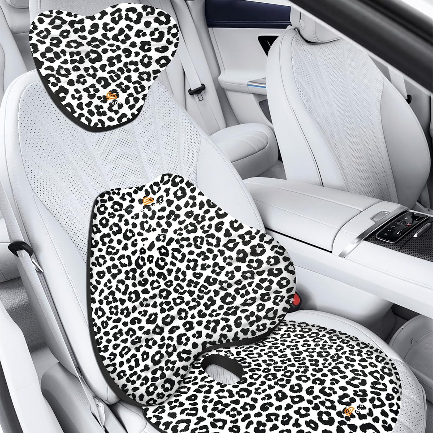 NS YOLO Ergonomic Car Seat Cushion with Comfort Memory Foam Neck Pillow, Car Pillow,Lumbar Support and Big Size Soft Seat Cushion for Driving Seat,Office Chair and Wheel Chair (CAMO-3 pcs)