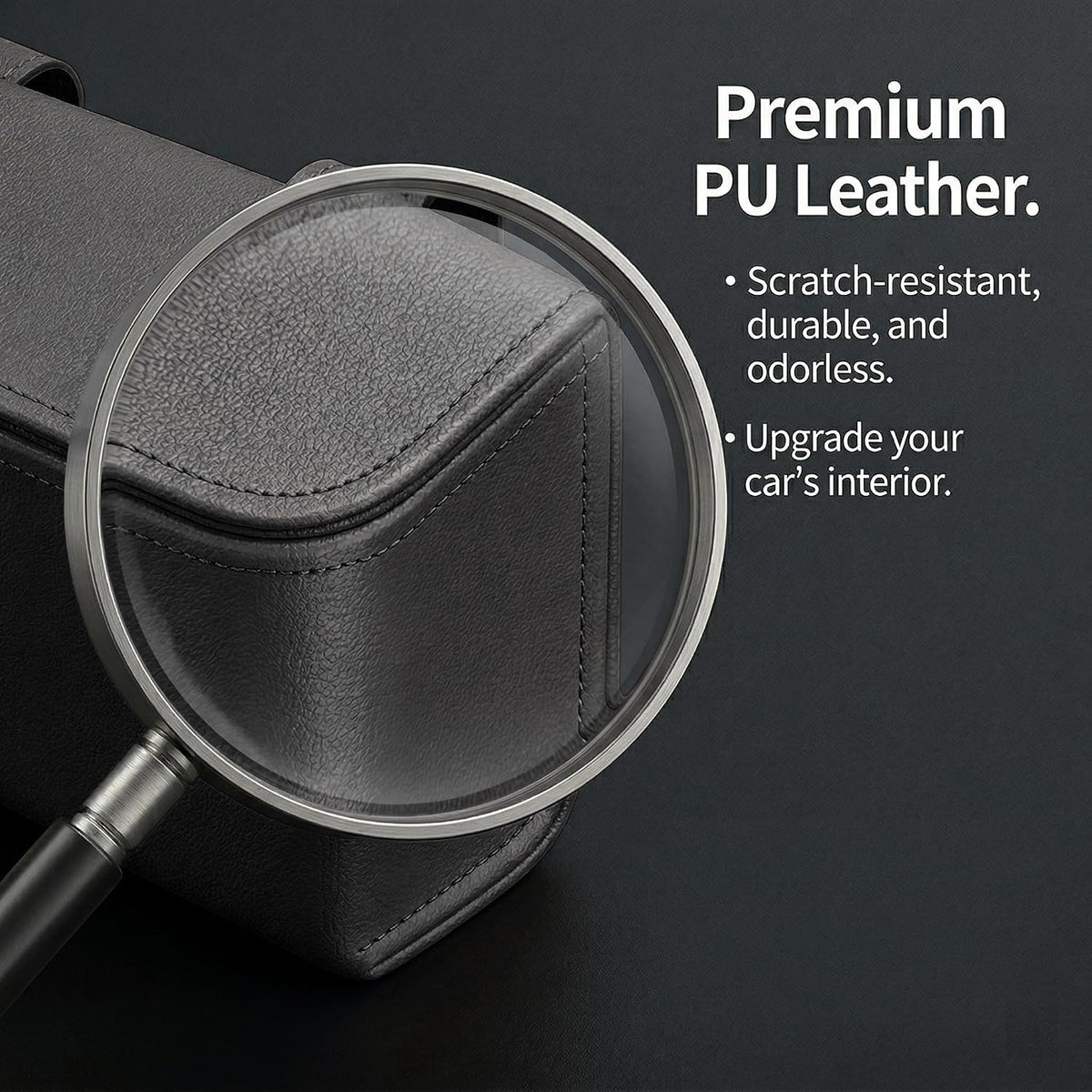 Magnetic Sunglasses Holder for Car Visor, PU Leather Clip, Black
