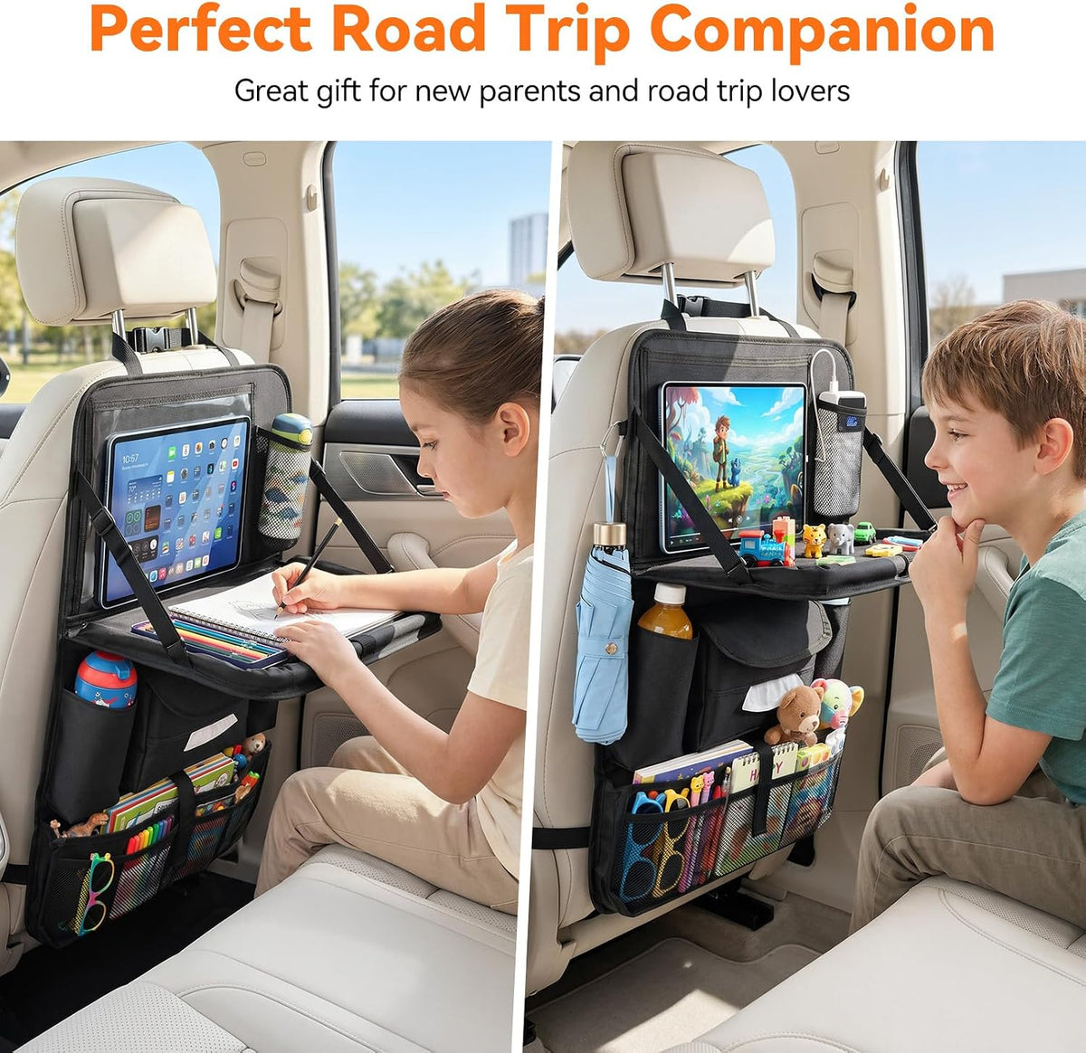 Car Backseat Organizer with Table Tray 9 Pockets Car Accessories,1 Pack