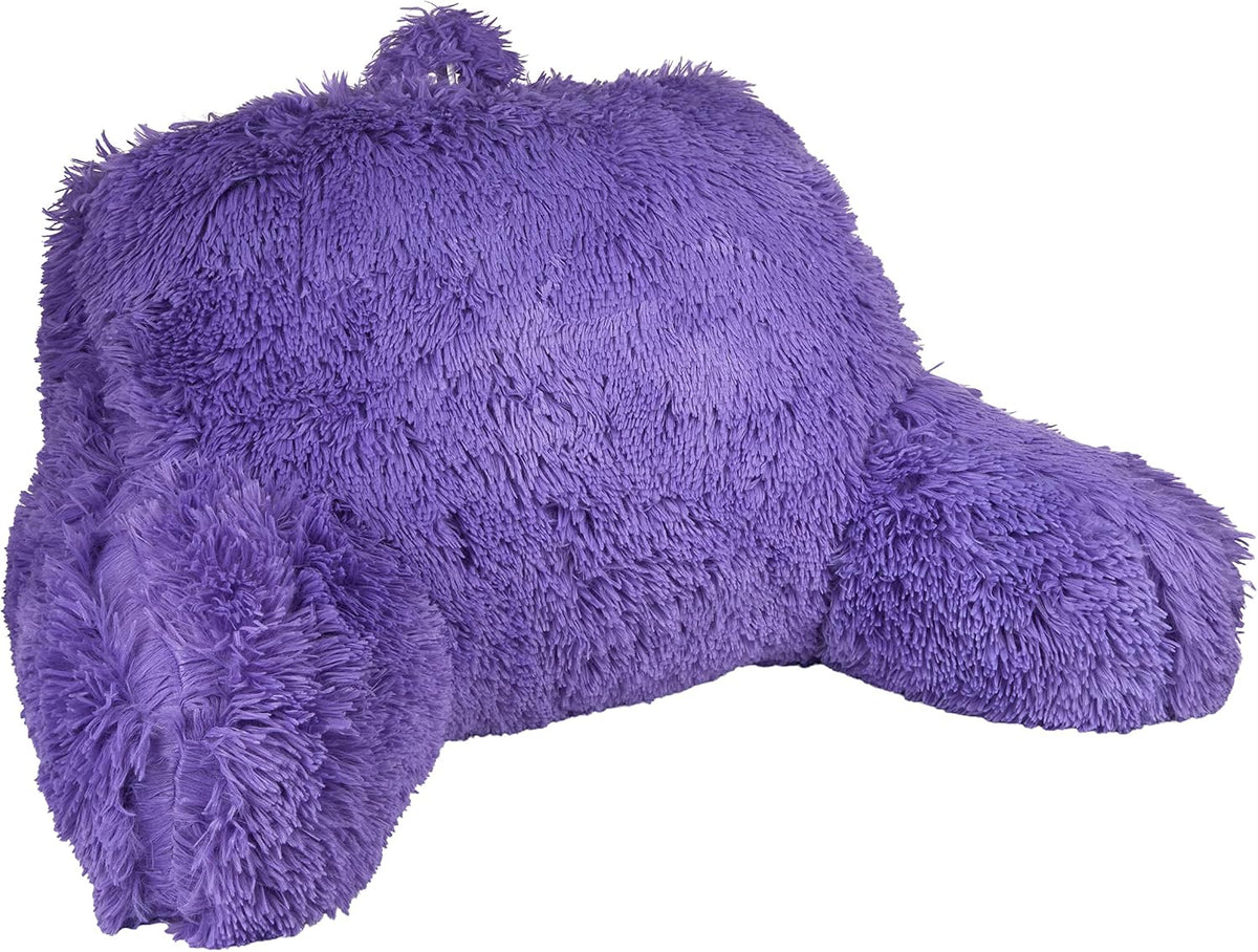 Klear Vu Shaggy Reading Pillow Back Rest Body Pillow for Adults and Kids, Lumbar and Arm Support on Bed, Chair, Couch, Sofa and Floor, 30" x 21", One Size, Apricot Sherbert