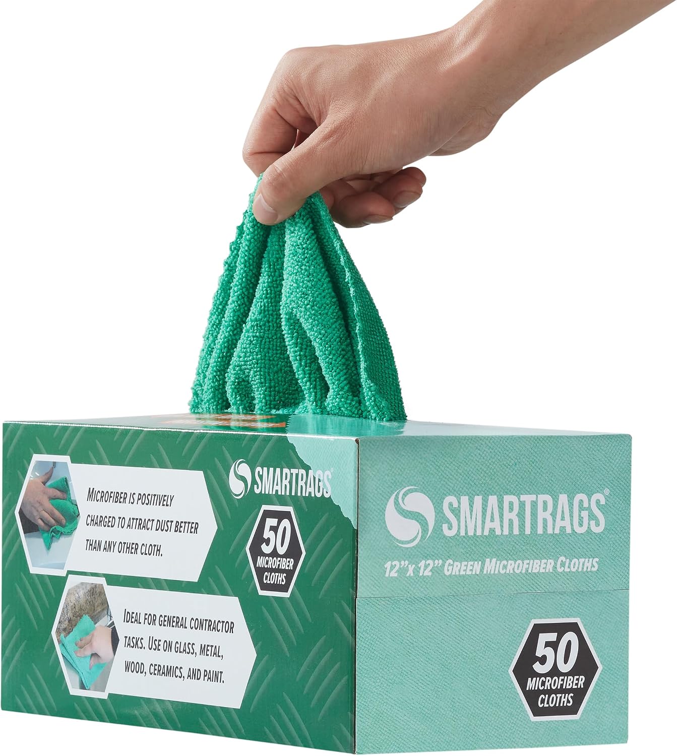 Arkwright Smart Rags Microfiber Cleaning Cloths, Pack of 50 in a Box, Lint Free 180 GSM Reusable Towels for Auto, Office and Household Cleaning, 12 x 12 in, Pink