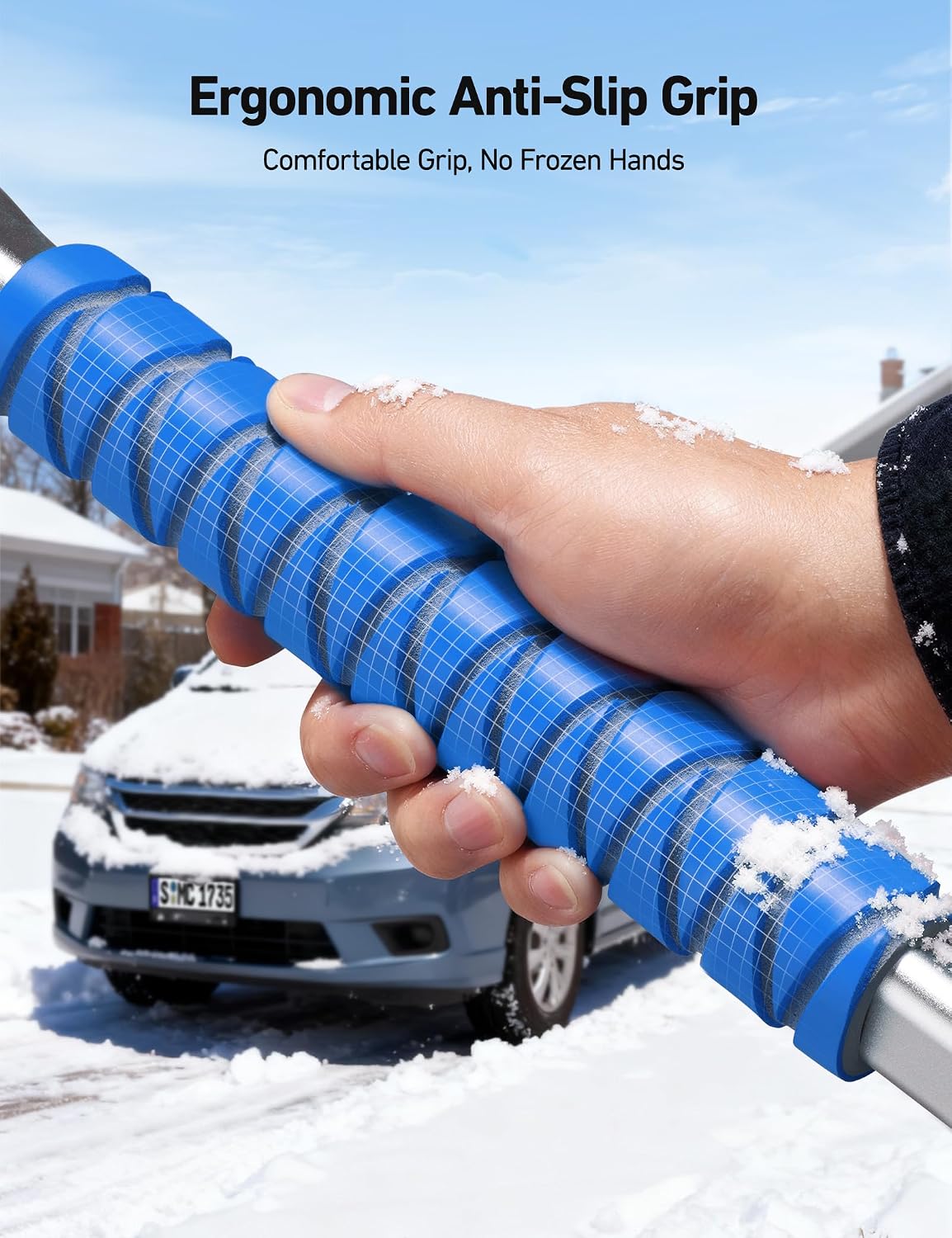 AstroAI 47" Extendable 3-in-1 Snow Brush & Ice Scrapers for Car Windshield