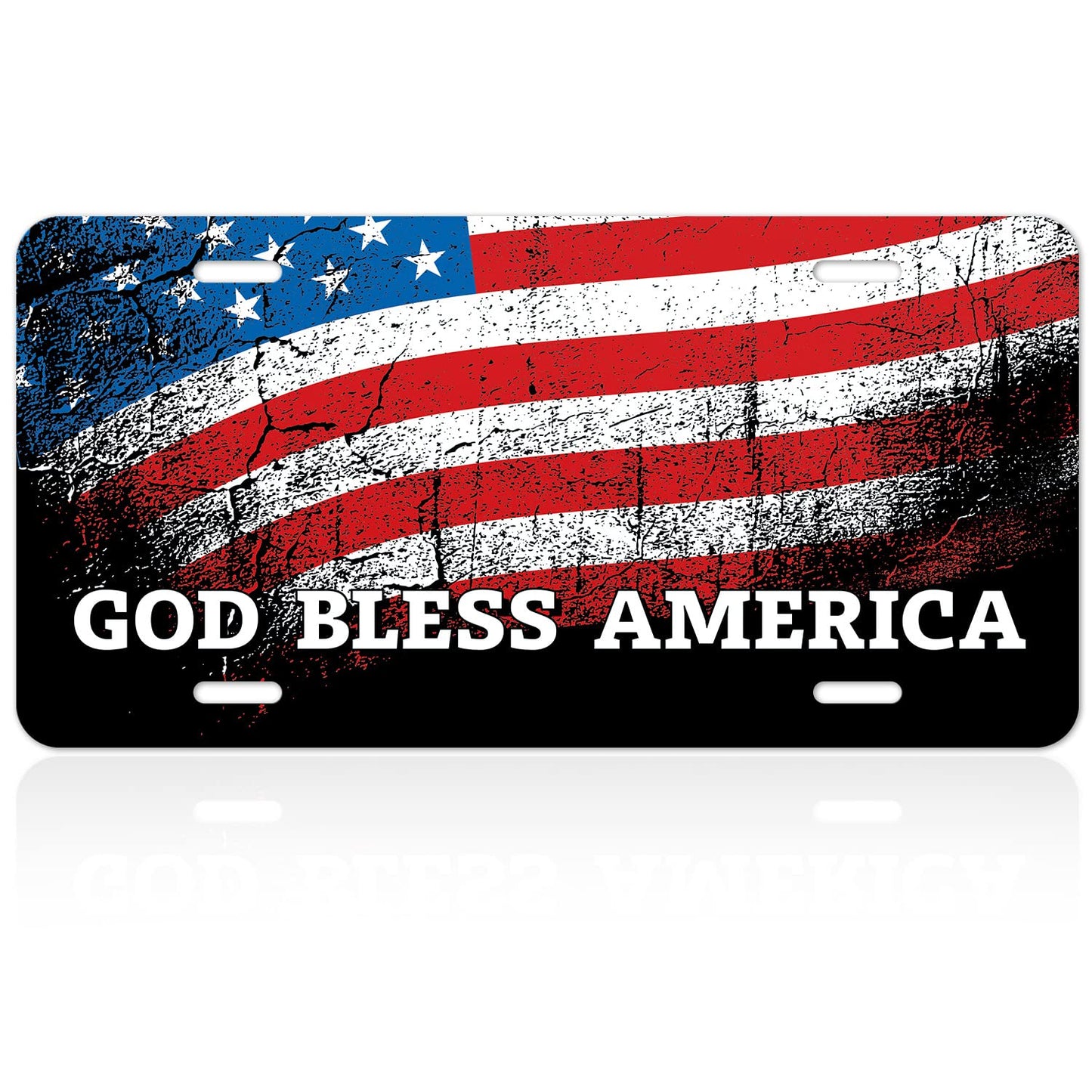 Decorative American Flag Front License Plate with Eagle Novelty Car Sign, 6x12 Inches, Rust Free .040 Aluminum, Fade Resistant, Made in USA