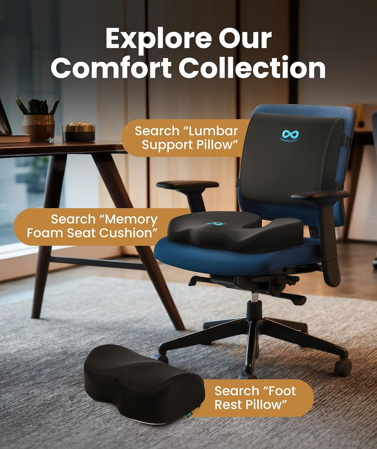 Everlasting Comfort Doctor Recommended Memory Foam Seat Cushion for Office Chairs & Car - Ergonomic Office Desk Accessories - Cushions for Tailbone Pain Relief, Sciatica (Dark Gray, Large)