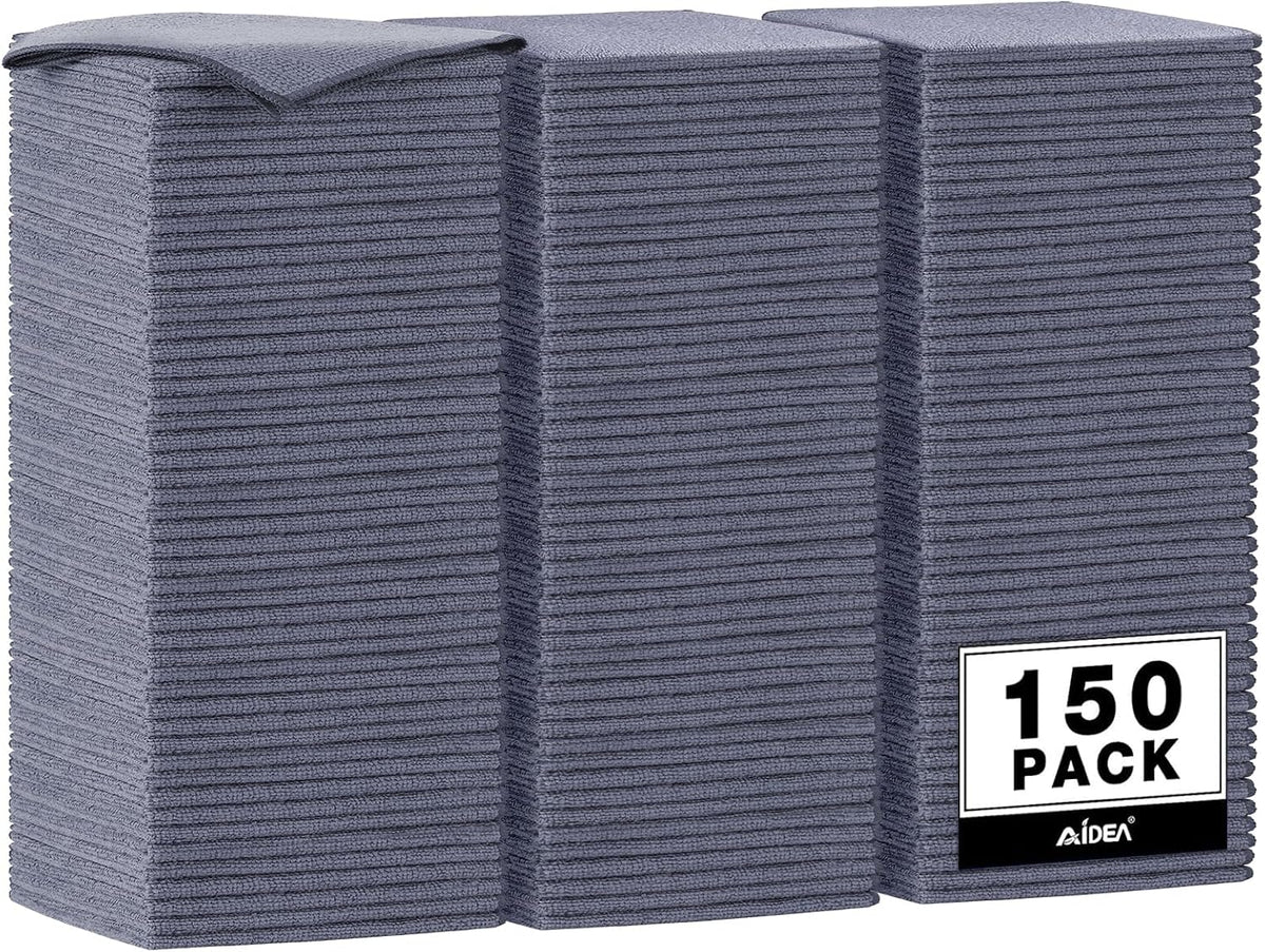 AIDEA Microfiber Cleaning Cloth Blue-50PK,Microfiber Towels for Cars 12×12"