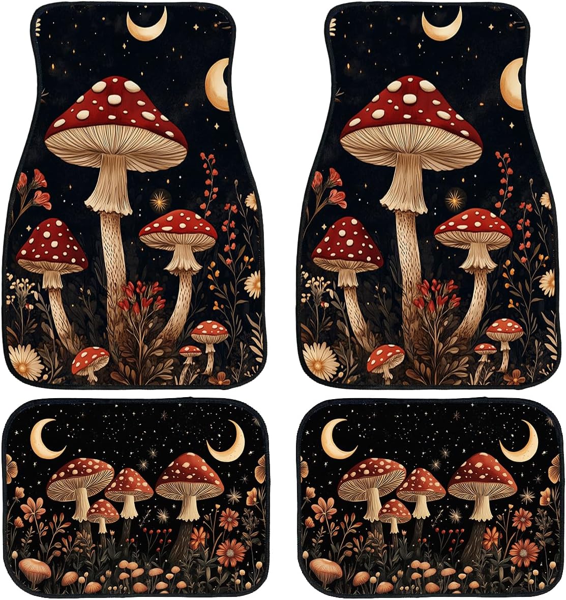 Bear Car Floor Mats Set of 4 Mountain Sunset Forest Silhouette Rustic Automotive Foot Mats Rugs Carpet for Car Non-Slip Auto Car Accessories Universal Fit Car Accessories for Truck