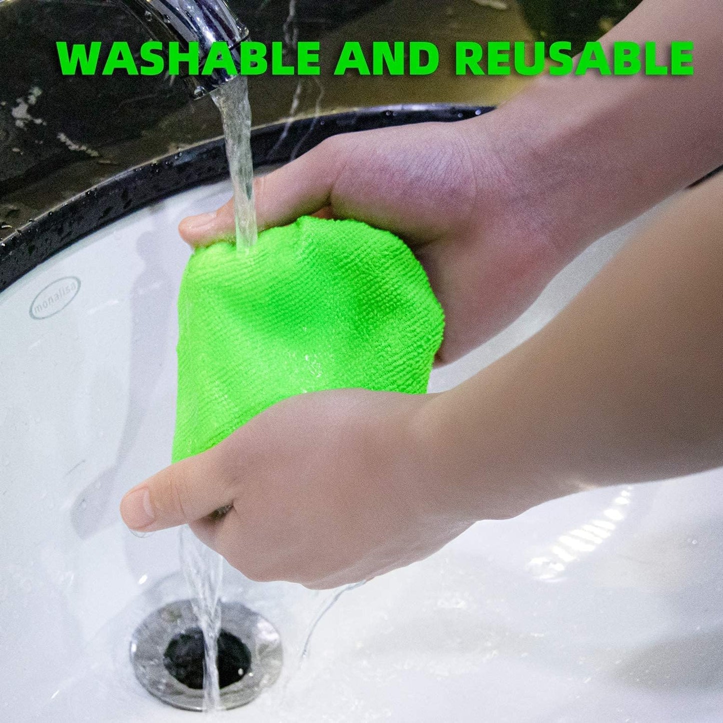 XINDELL Car Window Cleaning Combo – Windshield Glass Cleaner Tool with Extendable Handle & 14 Reusable Microfiber Pads for Interior/Exterior Glass, Streak-Free Auto Window Cleaning for Car Owners