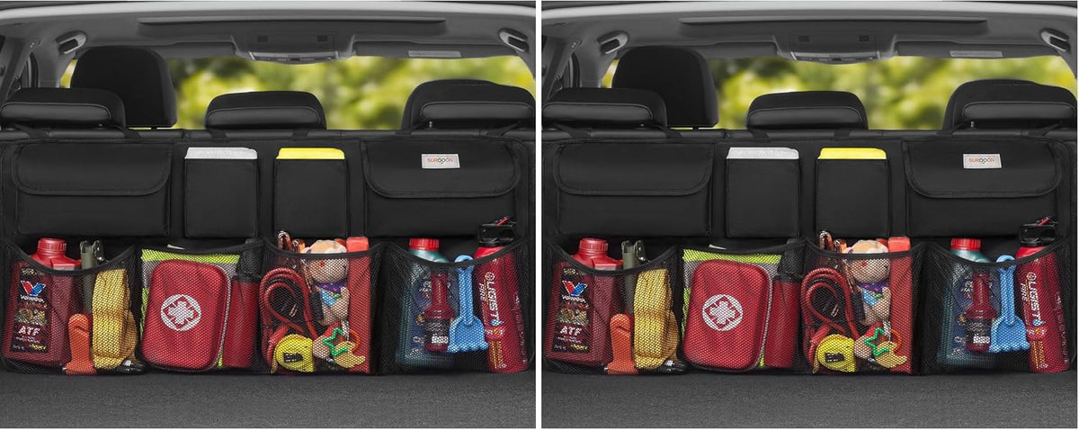 SURDOCA Car Trunk Organizer, LARGE CAPACITY(43 x 19 in) Car Storage Bag with 8 Pockets, 7X Upgraded Trunk Storage Organizer for Car, SUV, Truck, MPV