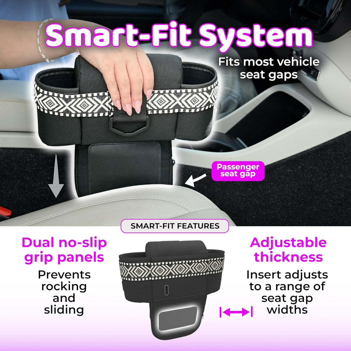 Car Koala Original Front Seat Organizer for the Seat Gap – Built-In Purse Holder, Fits Most Vehicles & Keeps Essentials in Reach