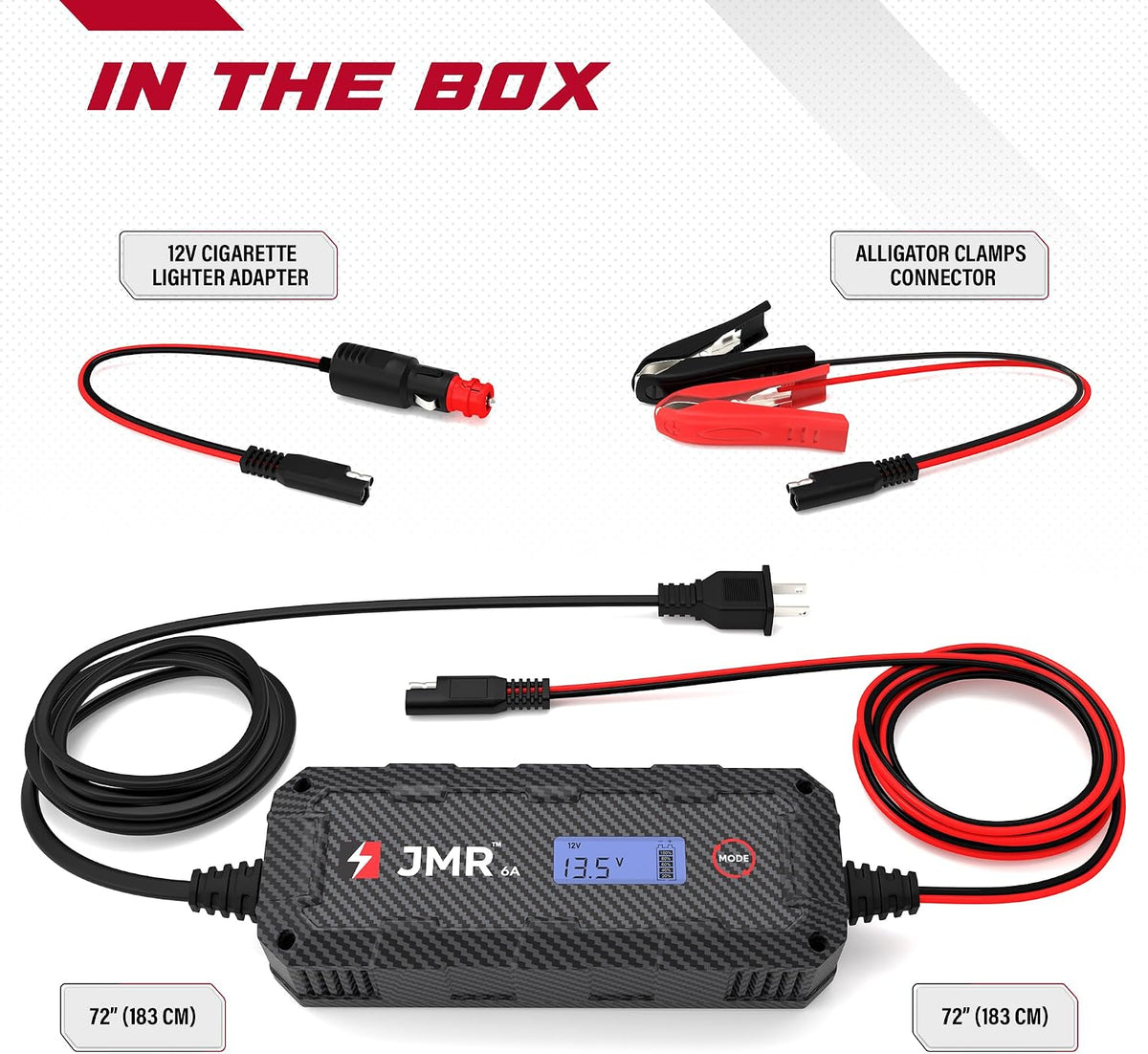 JMR 12V Battery Charger for Chevrolet, 12V Cig. Port, No Lithium Mode