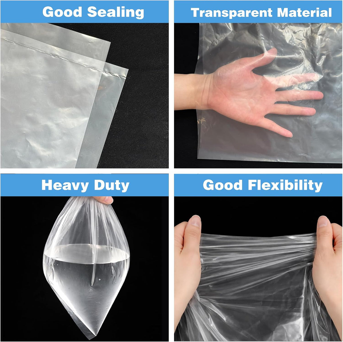 5 Pcs Extra Large Clear Plastic Bags, 40" x 60" Jumbo Waterproof Storage Bags with 5 Jute Ribbons for Car Seat, Stroller, Furniture & Luggage, Moving (2.36 Mil Heavy Duty)