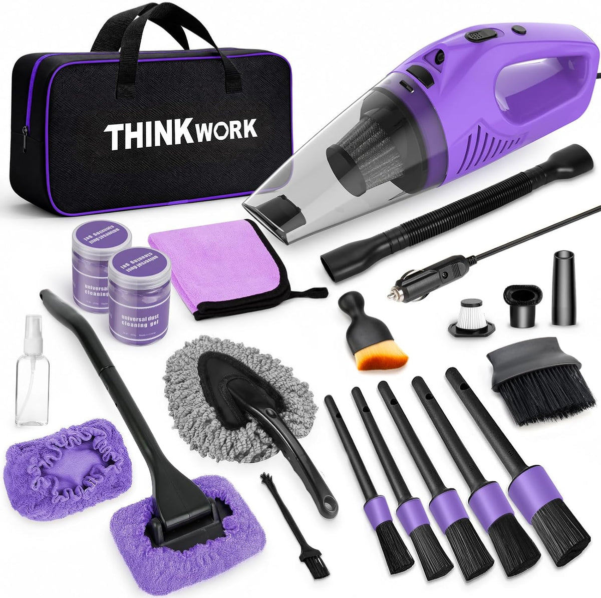 THINKWORK Car Cleaning Kit with Vacuum,Deep Cleaning for Interior Detailing