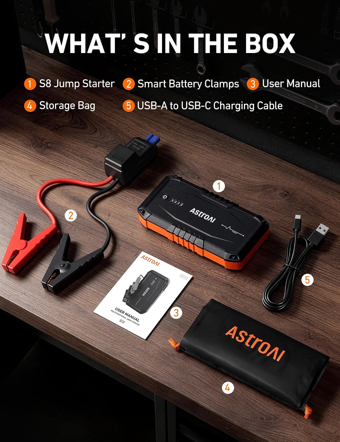 AstroAI S8 Car Battery Jump Starter 1500A - Portable 12V Lithium Jump Box
