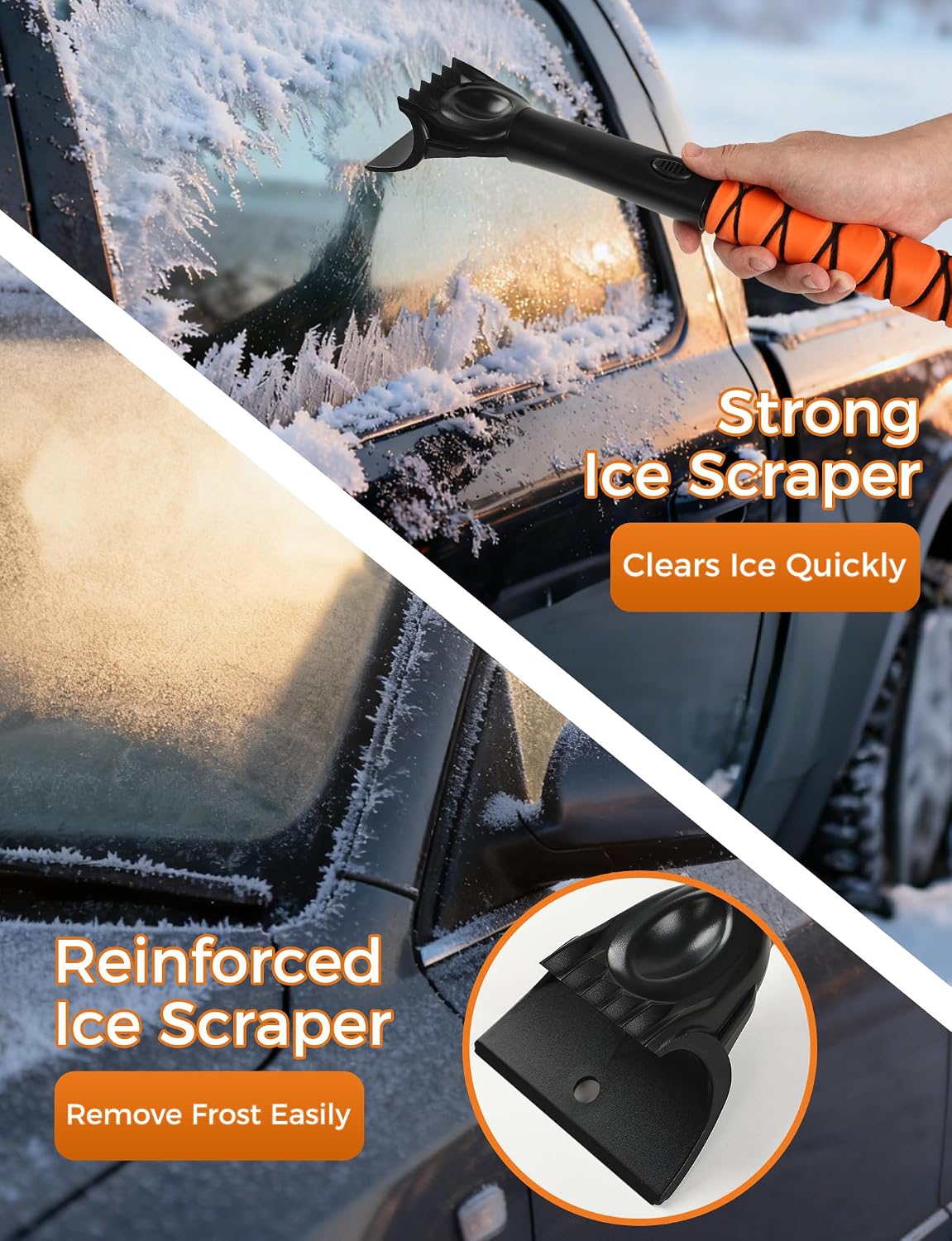 41" Extendable Ice Scrapers for Car Windshield 2-in-1 Snow Brush for Car Snow Scraper for Car Snow Scraper and Drush with Ergonomic Foam Grip for Cars, Trucks, SUVs with 360� Pivoting Brush Head