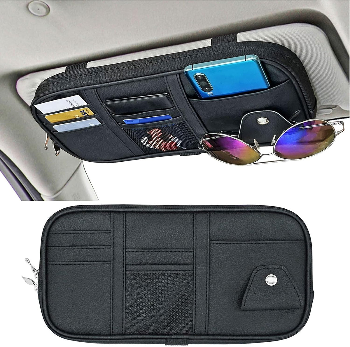 Da by Car Sun Visor Organizer Auto Interior Accessories Visor Pocket Organizer Car Truck Visor Storage Pouch Holder with Multi-Pocket Double Zippers New (Pink)