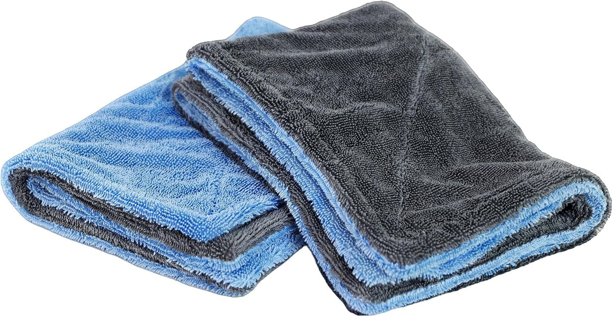 LIVOS 2 Pack Car Drying Towel, Premium Microfiber Towels for Cars, 1000GSM, Edgeless Twisted Loop Design, No Streaks, Scratches, or Water Spot, Absorbent Wash Towel, 18" x 24" (Red&Grey)