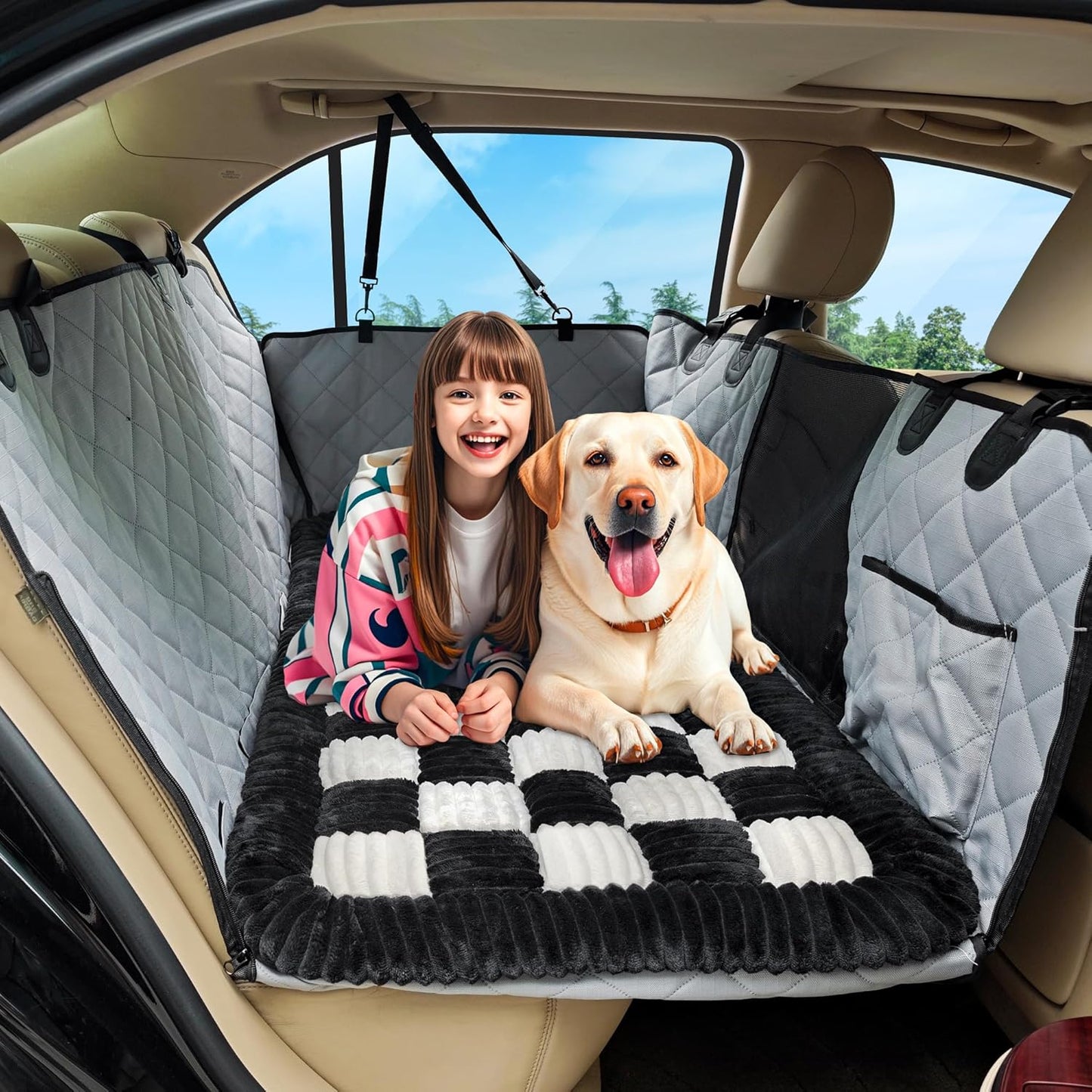 Dog Car Bed Mat Non-Slip Backseat Extender Dog Bed 56" x28.7" | Travel Bed for Dogs,Chew-Resistant, Easy Clean & Scratch-Proof, Comfort Design, Fits Trucks/Sedans/SUVs