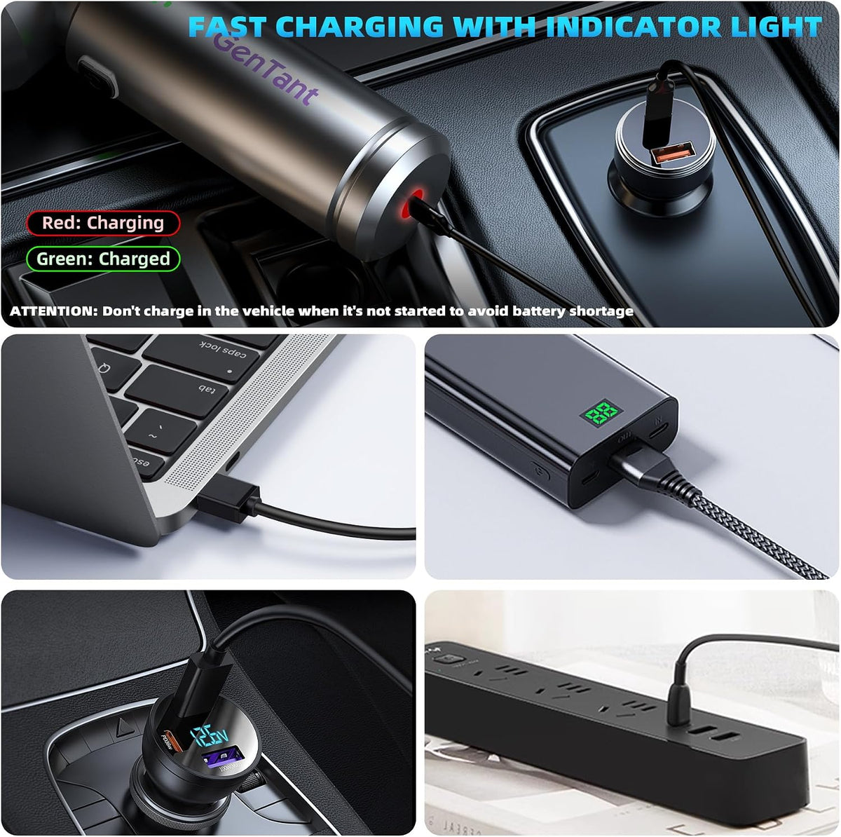 Car Vacuum Portable Cordless, 18000PA Portable Vacuum Cordless, High Power Air Duster with Brushless Motor, Type-C Charge, 3 in 1 Small Vacuum Cleaner Cordless for Car, Home, Office, Pet Hair