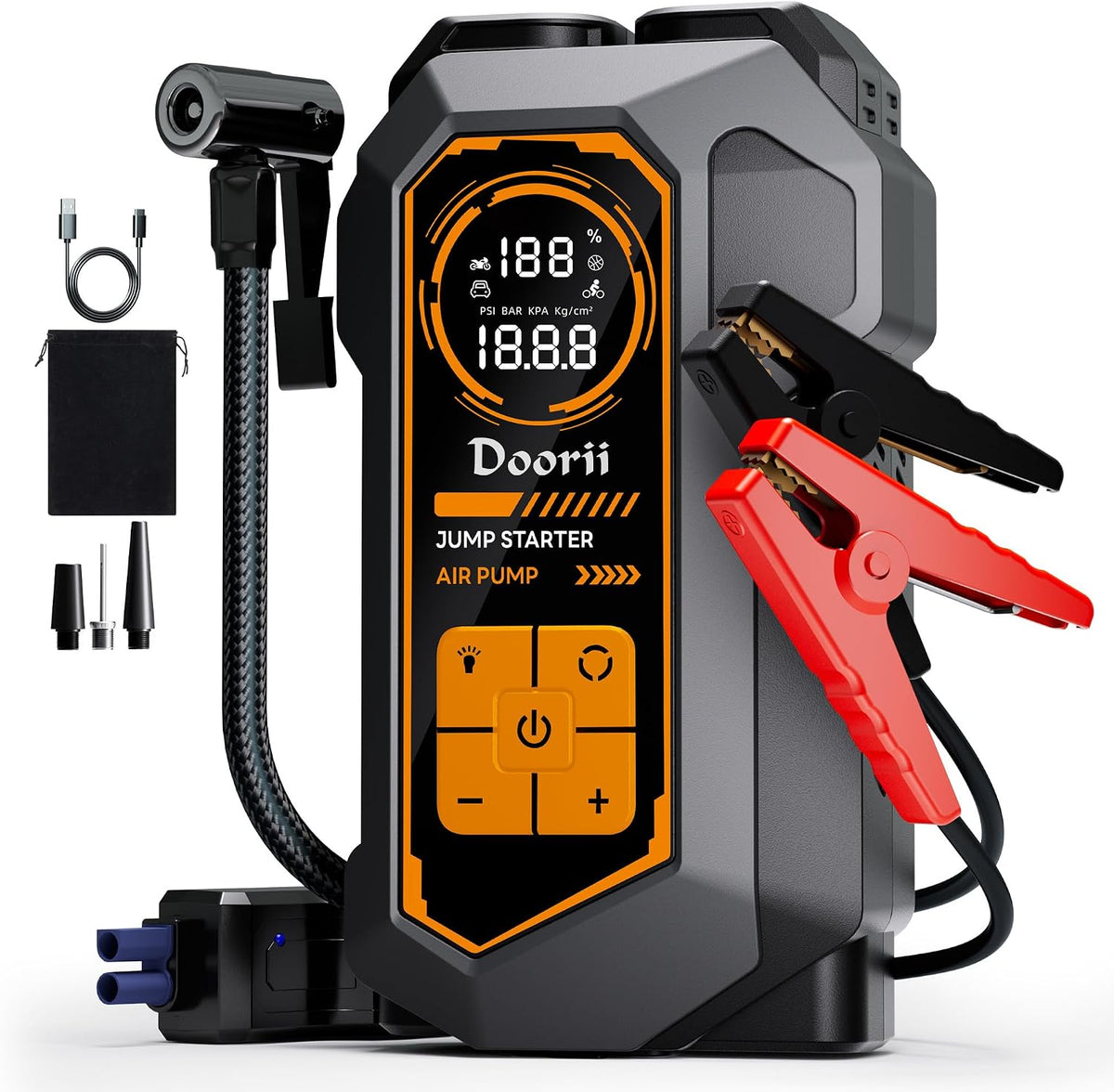 8000A Jump Starter with Air Compressor, Car Jumper Starter Portable, 150PSI Tire Inflator/Air Pump, LED Flashlight for Up to 10.0L Gas & 9.0L Diesel Engines