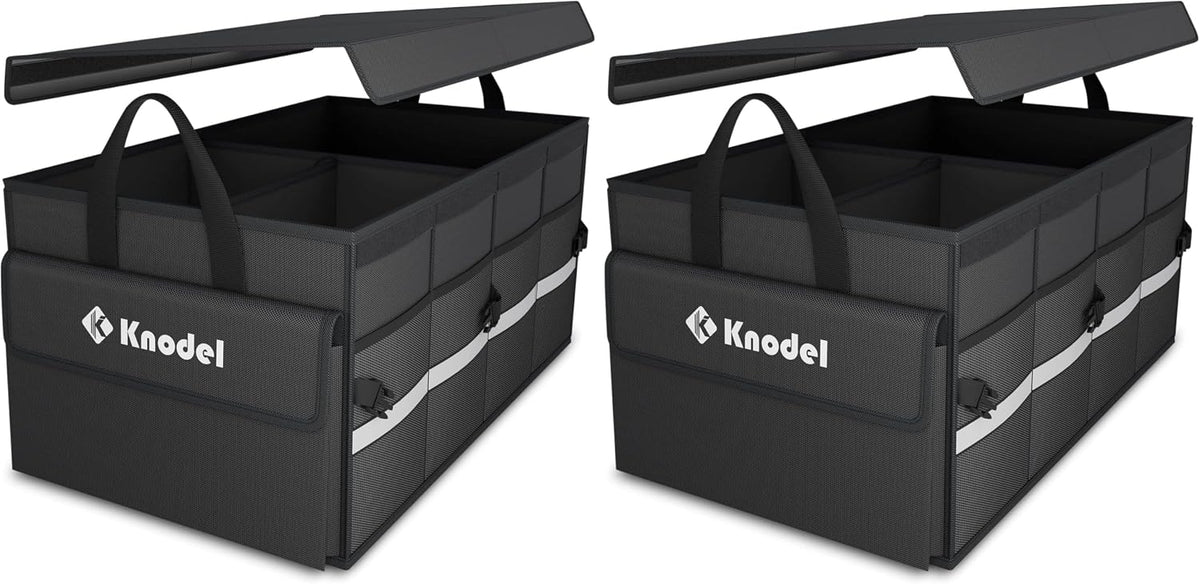 K KNODEL Trunk Organizer with Lid for Car, SUV, and Truck (Large, Black)