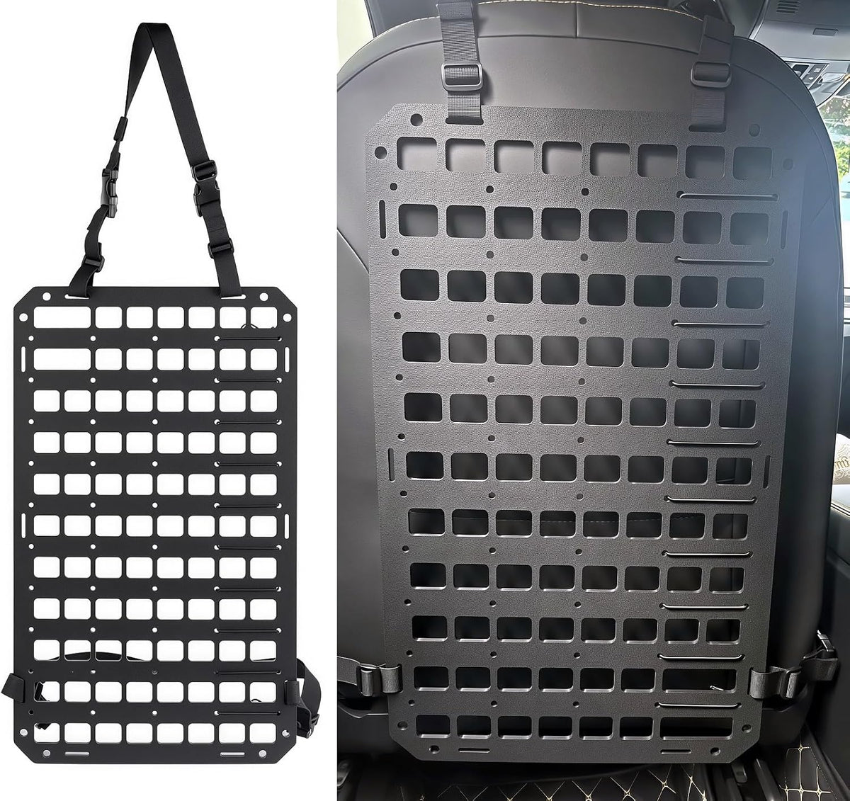 TACNEX Vehicle Rigid MOLLE Panel for Car Visor Organizer EDC Pouch Tool Holster Bag Holder Tactical Gear Rack Truck Equipment Mount Plate Modular Storage Shelf Auto Interior Accessories