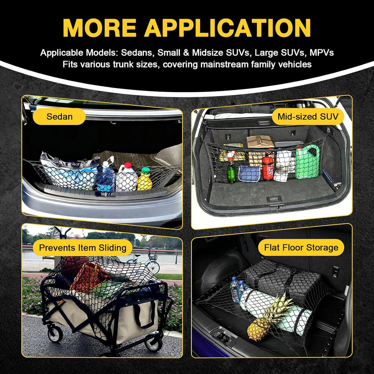 BFXM Cargo Net, 51.2"x17.7" Dual-Layer Nylon Cargo Net for SUV