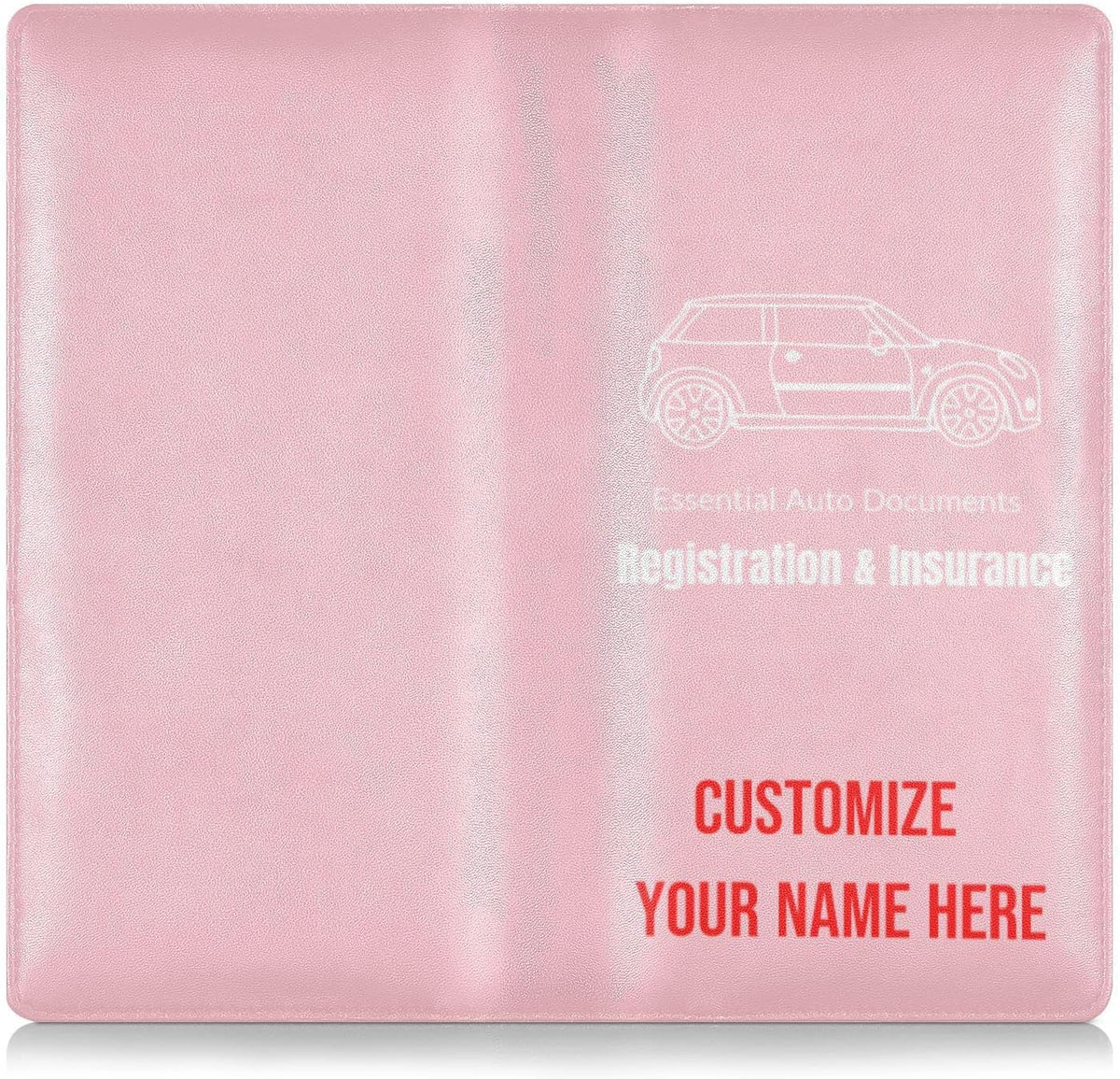 Custom Car Registration and Insurance Card Holder Personalized Leather Glove Box Organize Men Women Wallet Accessories Case for Cards, Essential Document Driver License Pink