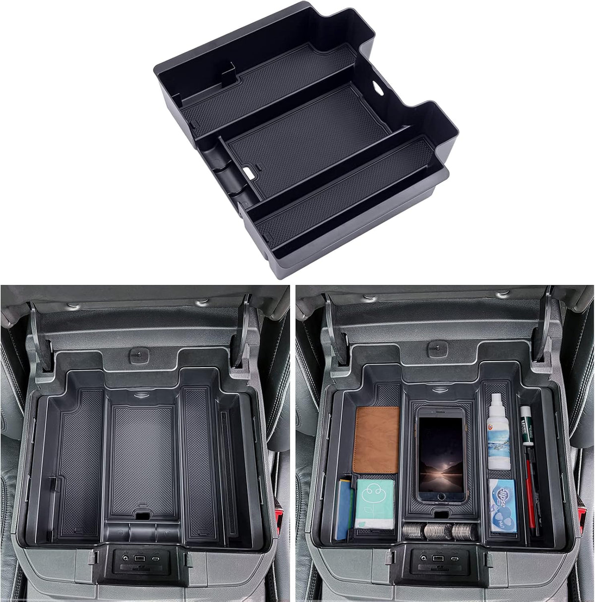 TOPINSTALL 22-26 Red Refreshed Full Tray Compatible with 2022-2026 Silverado/Sierra 1500 and 2024-2026 Chevy Silverado/GMC Sierra 2500HD 3500HD, Armrest Organizer (Full Console w/Bucket Seats ONLY)