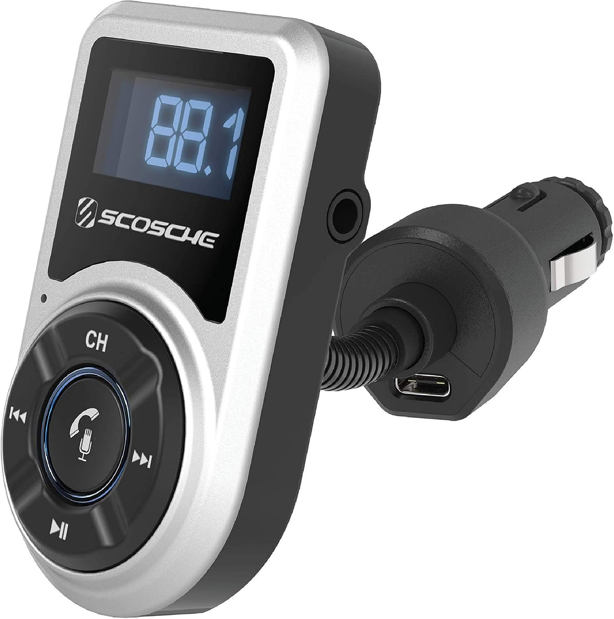 Scosche BTFM5 Bluetooth Hands-Free Car Kit with Digital FM Transmitter and Dual 12W USB Charging Ports For Vehicles