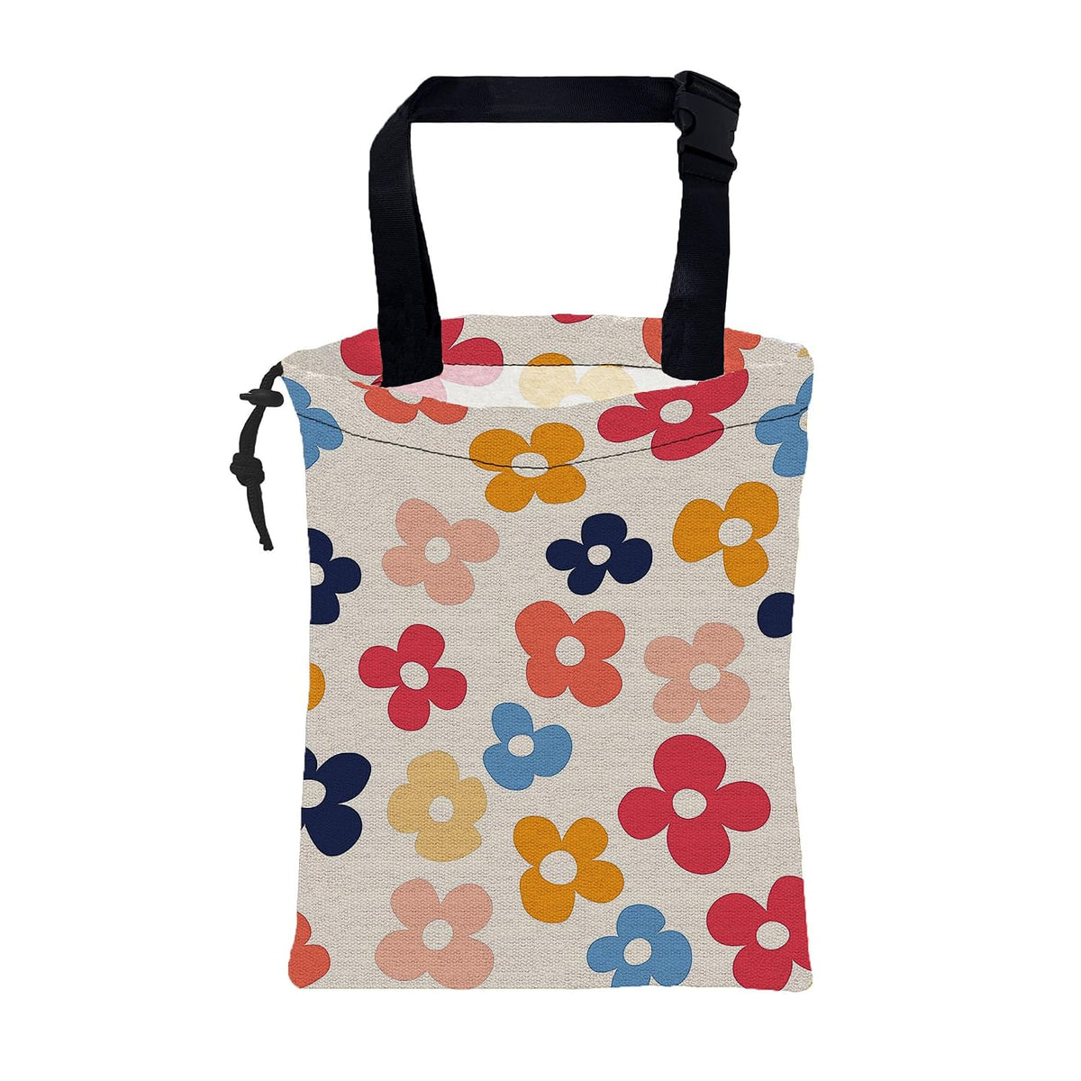 Car Trash Bag Hippie Vintage Flowers Leak-Proof Car Garbage Bag with Drawstring Foldable Canvas Trash Bin with Adjustable Buckle for Car Accessories, Travelling, Camping