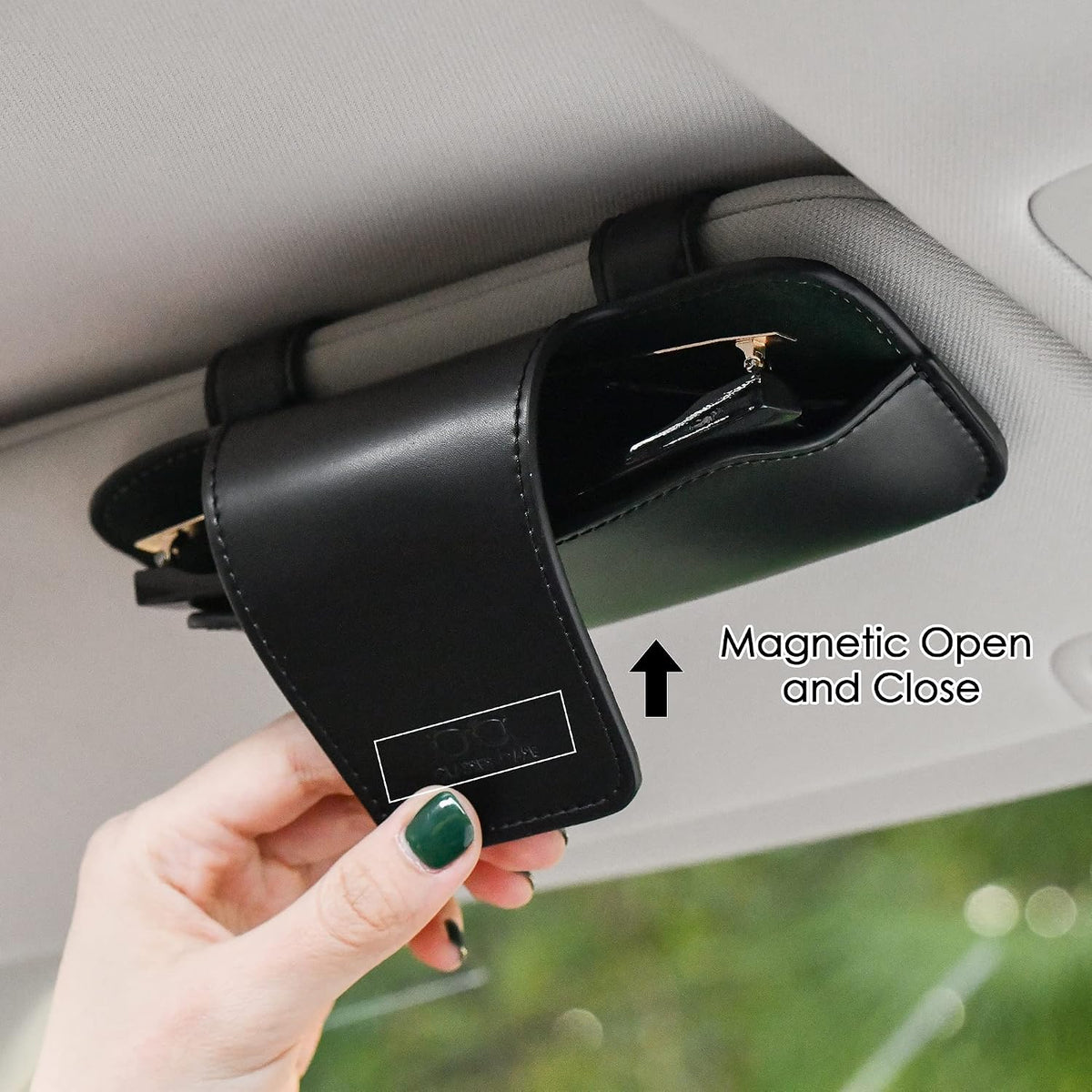 Sunglass Holder for Car Visor, Car Sunglasses Holder Leather, Eyeglasses Holder Glasses Storage Case Visor Accessories