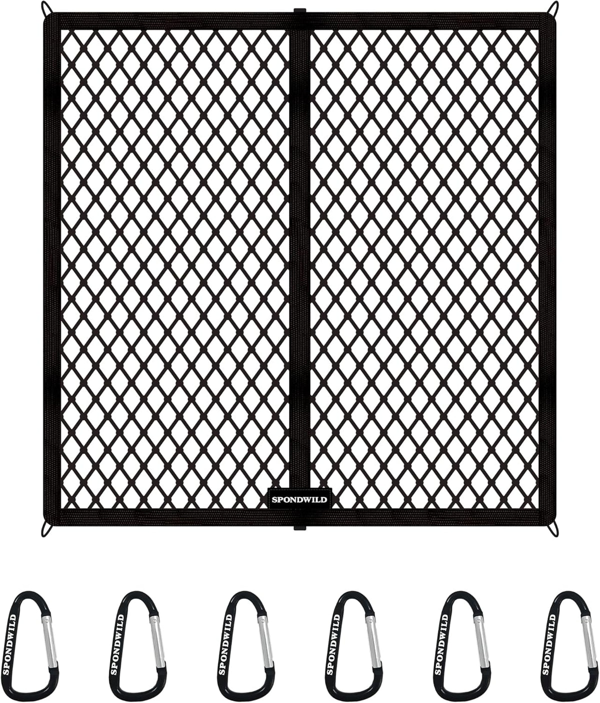 Highly Elastic Cargo Net with Hook, 6'x4' Stretches to 12'x8'
