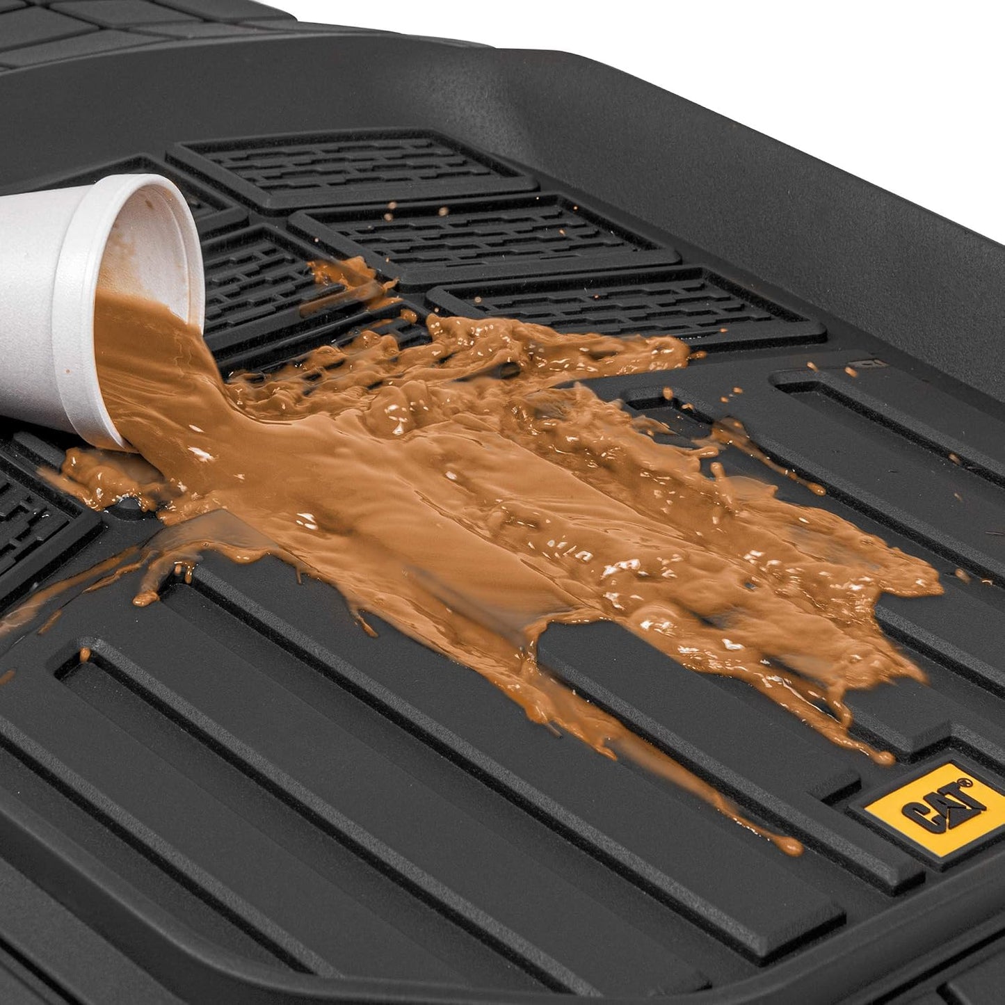 Cat® CAMT-9014 (4-Piece) Heavy Duty Deep Dish Rubber Floor Mats, Trim to Fit for Car Truck SUV & Van, All Weather Total Protection Durable Liners