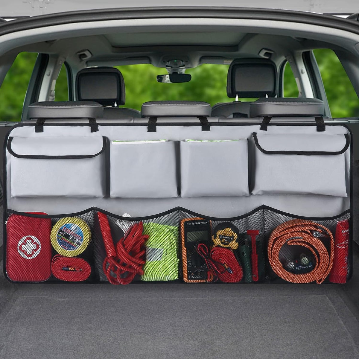 Snuopfy Car Trunk Organizer, Backseat Hanging Organizer with 8 Large Storage Bag Super Capacity -Trunk Organizer for SUV,Truck,Van -Your Space Saving Expert - Black